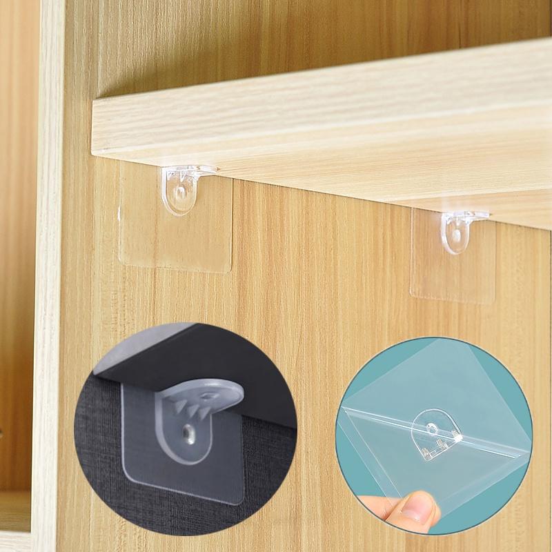 1 st Hyllstöd Krokar Garderob Board Hållare Kök Badrumsgarderob Klistermärke Vägg Självhäftande pluggar Förvaring Organizer Hållare