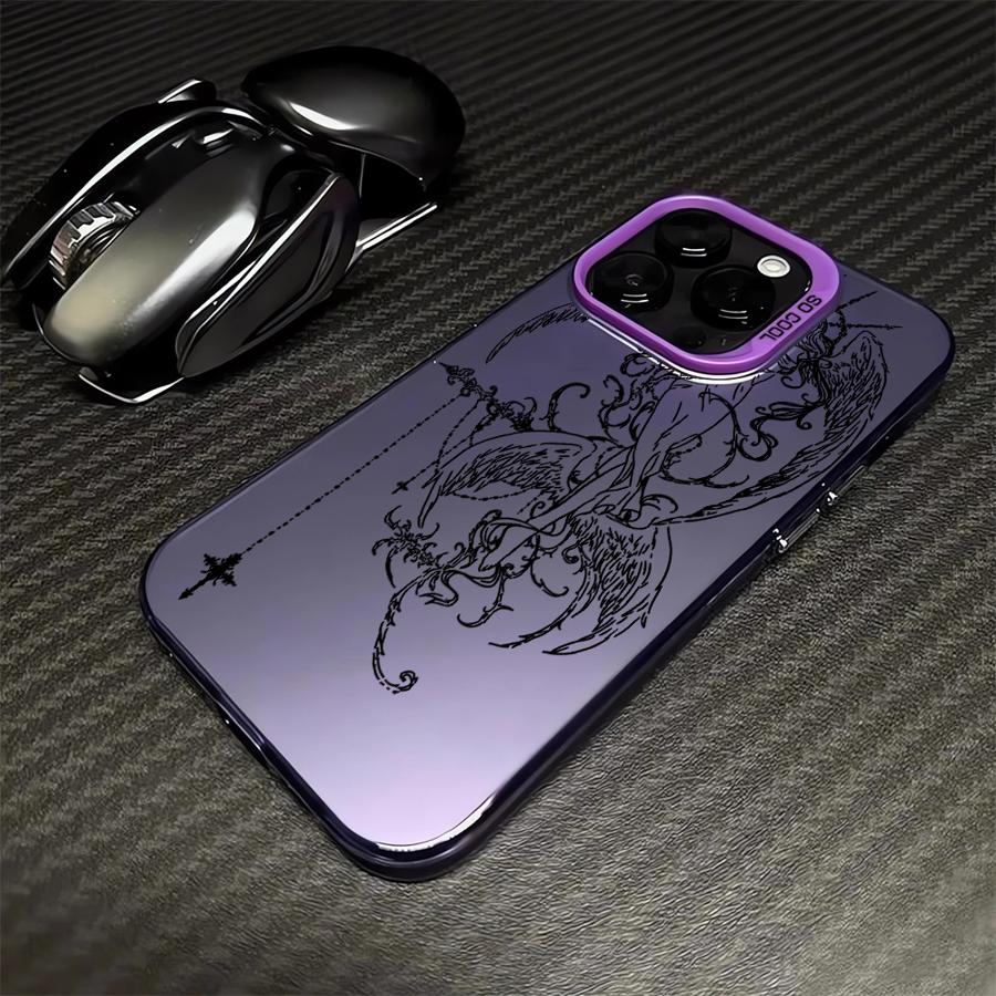 Phone Cover Case for iPhone 17 Pro Max 14 Plus 12 Pro 16 15 13 11 Air Gothic Style Angel Cross