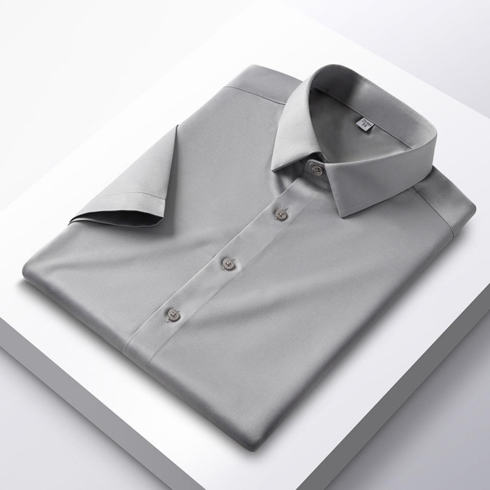 Nové strečové pánské košile proti vráskám s krátkým rukávem pro muže Slim Fit Společenská obchodní halenka košile 6XL