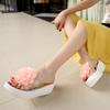 Summer Sandals Female Beach Dragging Thick High-heel Flower Shoes Home Slippers