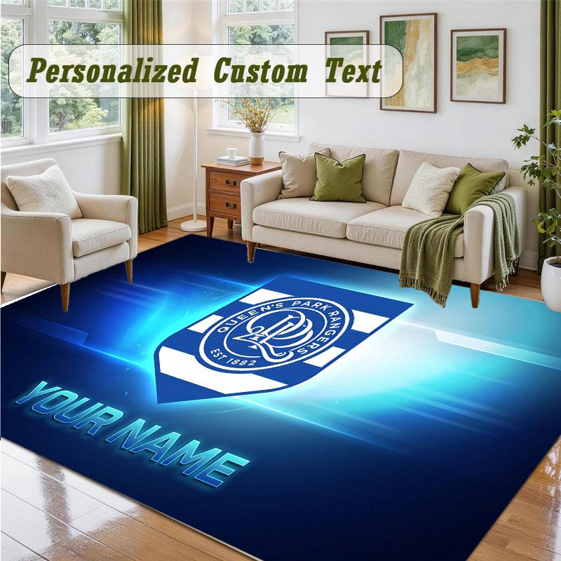 Crystal Velvet Square Rug Custom NameQueens Park Rangers Pattern Non Slip Home Floor Decor Rug