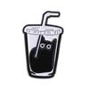 Black Cat Coffee Enamel Pins Custom Cat Red Wine Milk Tea Brooches Lapel Badges Clothes Animal Jewelry Gift for Kids Friends