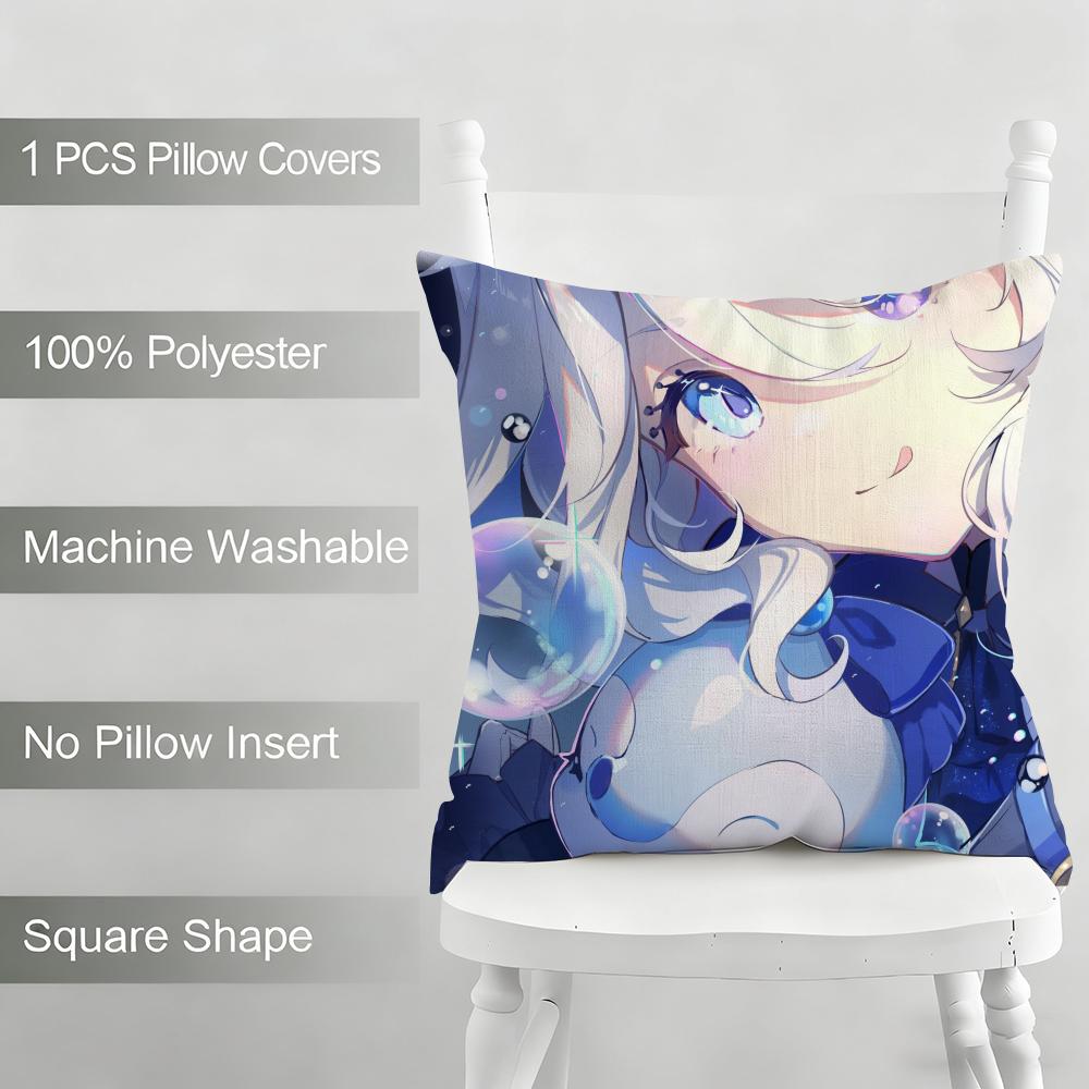 Genshin Impact Furina Cushion Household Decoration Linen Sofa Cushion Cover: Skin-Friendly & Breathable with Invisible Zipper
