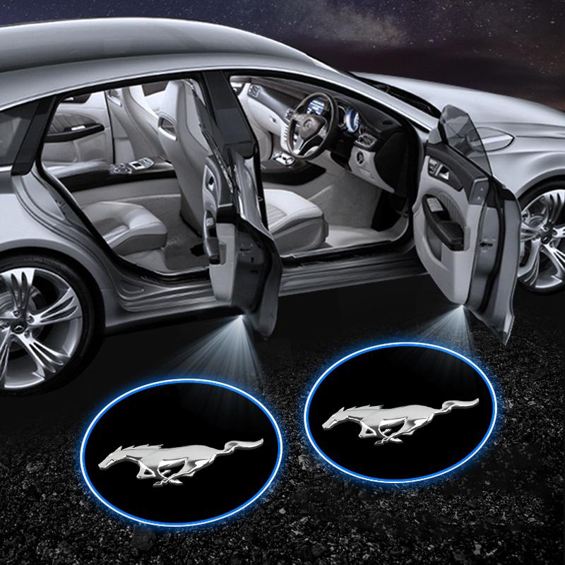 LED Car Door Welcome Lights Laser Projector Wireless Car HD Courtesy Lamp For Ford Mustang line Fiesta Escape Kuga Ecosport Ranger EXplorer stickers