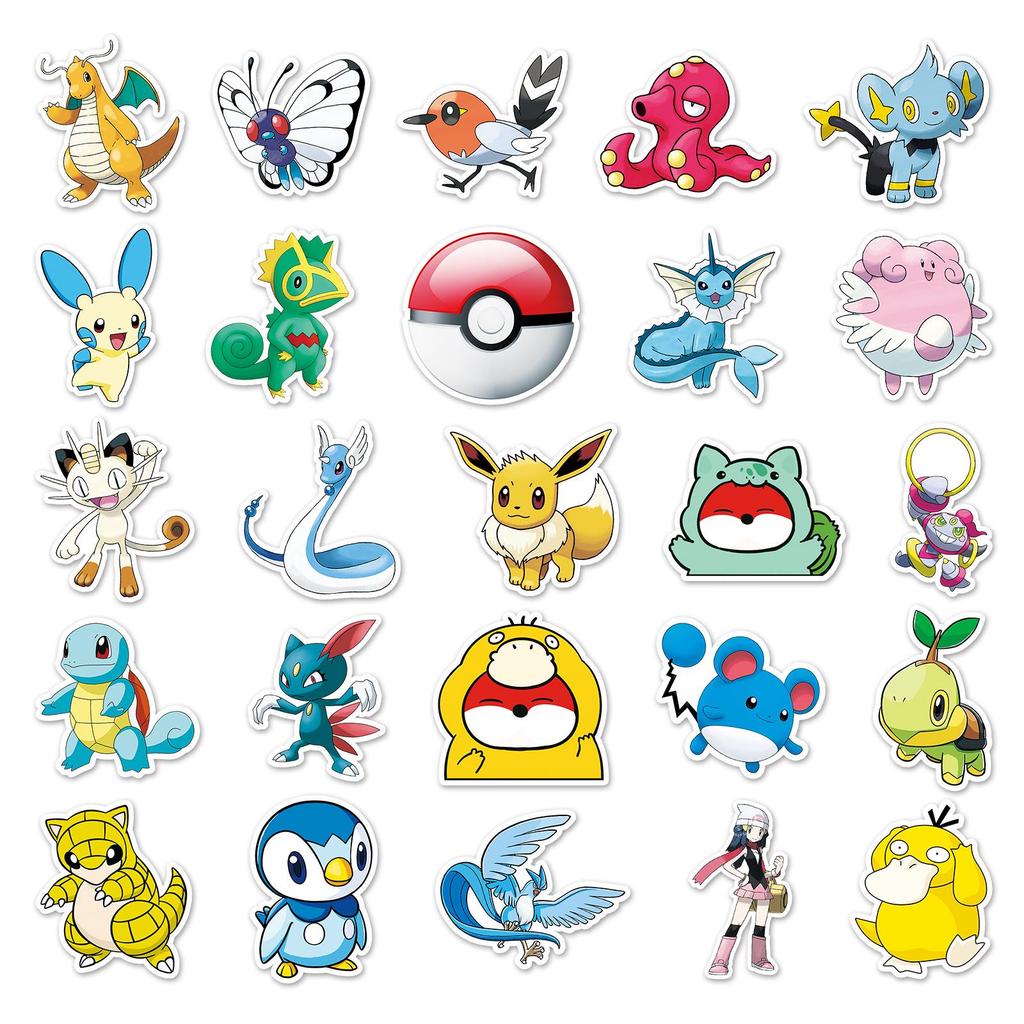 50-Pack Cute Pikachu Anime Stickers for Laptop & Suitcase Decoration