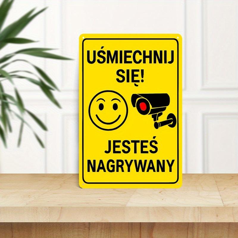 Humorous Polish Security Warning Metal Wall Sign Ideal for Home Vintage Style Gift for Men Women Durable Metal Sig