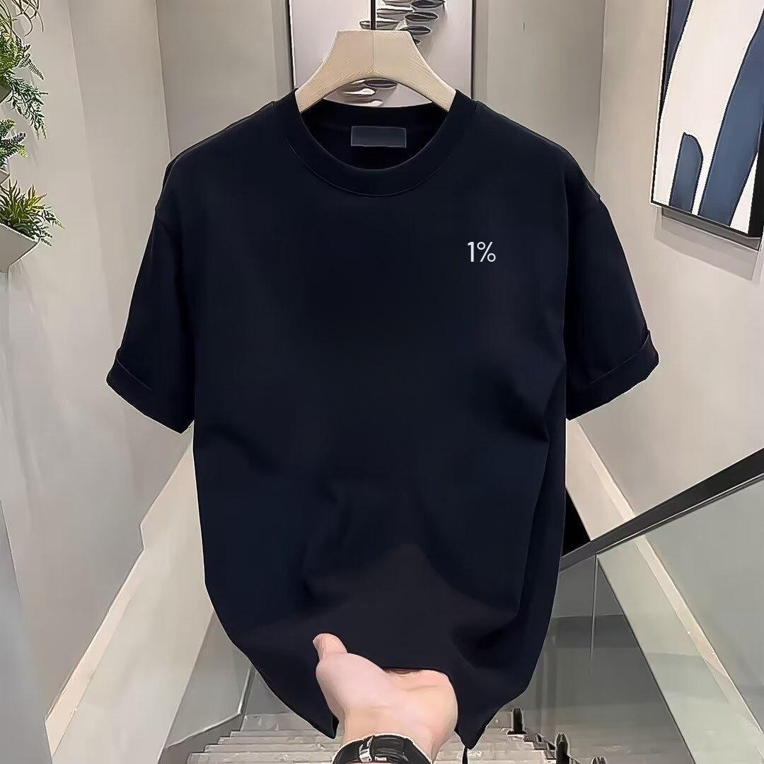 

Футболка с надписью «Low Battery 1%», с коротким рукавом, с изображением сигнала полной батареи, из чистого хлопка, в парном стиле, коллекция 2024 года, большой размер для мужчин 230g Black Small 1% Pima Cotton