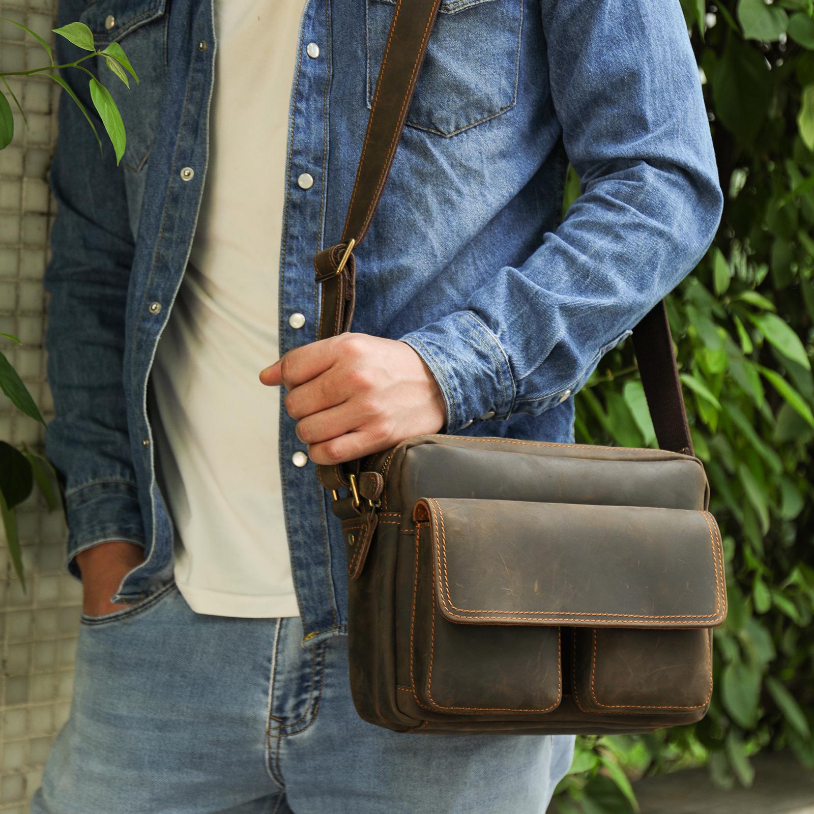 

Мужская сумка кроссбоди через плечо из натуральной кожи - Верхний слой коровьей кожи