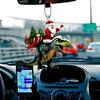 Christmas Pendant Santa Claus On Dinosaur Ornament 2D Flat Acrylic Hanging Decoration For Christmas Tree Mantel Decor