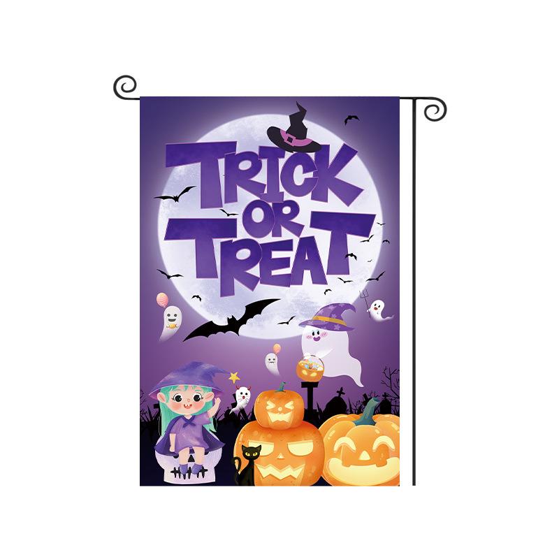 Cross-Border Happy Halloween Ghost Garden Flag with Pumpkin and Cartoon Design