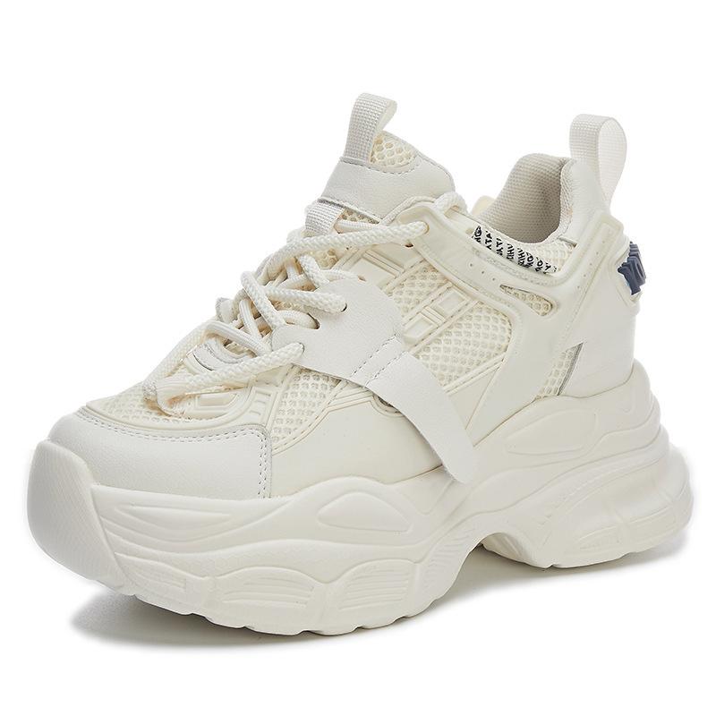 Women's 8cm Height-Increasing Breathable Chunky Sneakers - Thick-Soled Mesh Casual Shoes A8682