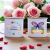 Hallo Frühling Emaille Campingbecher Wertschätzung Beste Originelle und Lustige Geschenke Getränk Saft Wasser Dessert Kakao Milch Henkelbecher