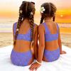 Costume da Bagno Due Pezzi per Bambina Set Top Corto Senza Maniche con Stampa di Paillettes e Slip a Vita Alta Costumi da Bagno per Bambini Estate Abbigliamento da Spiaggia