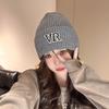 Letter Wool Hat Korean Version Versatile Knit Hat for Women Fashion Autumn and Winter Warm Face Showing Small Ear Protection Cold Hat Trendy