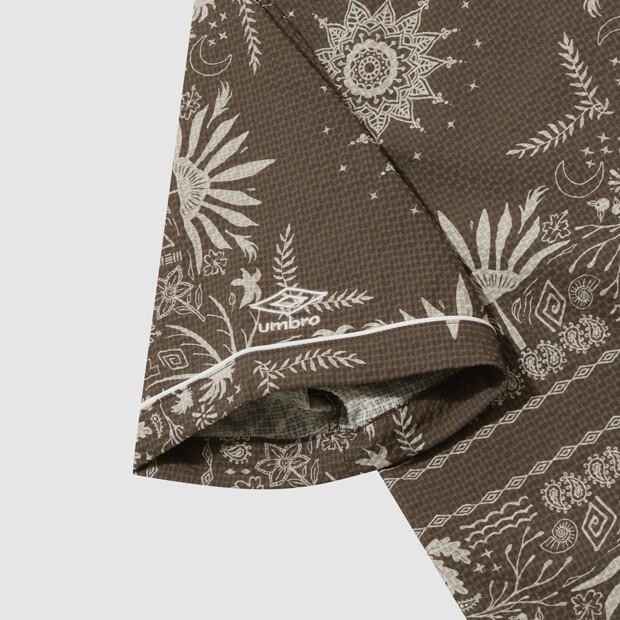 UMBRO Seersucker Paisley Short Sleeve Shirt Brown Ur221Cjk62