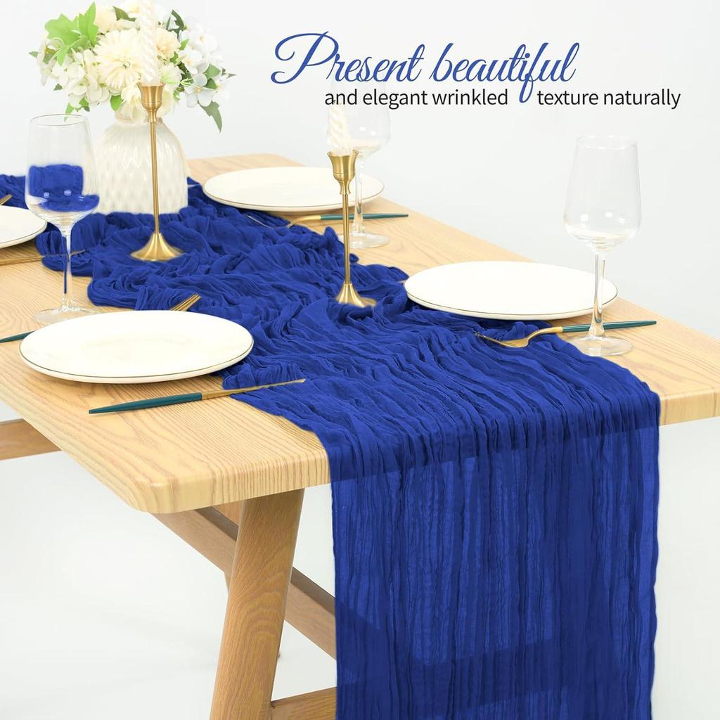 Bohemian Crinkled Cheesecloth Table Runner - Bali Yarn Style for Weddings and Parties