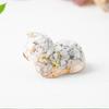 Natural Crystal Chip Epoxy Lying Cat Mini Figurine Desktop Decor Ornament For Home Office Multiple Color Options Festival Gift