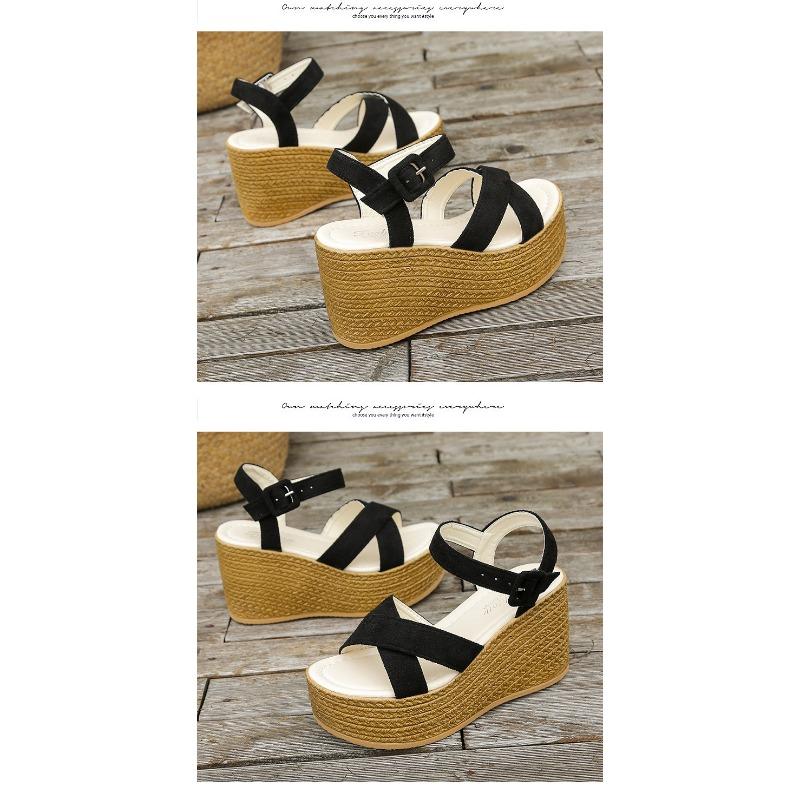 Sandals Women's Large Size Slope Heel Thick Bottom Sandals Ladies Sandals