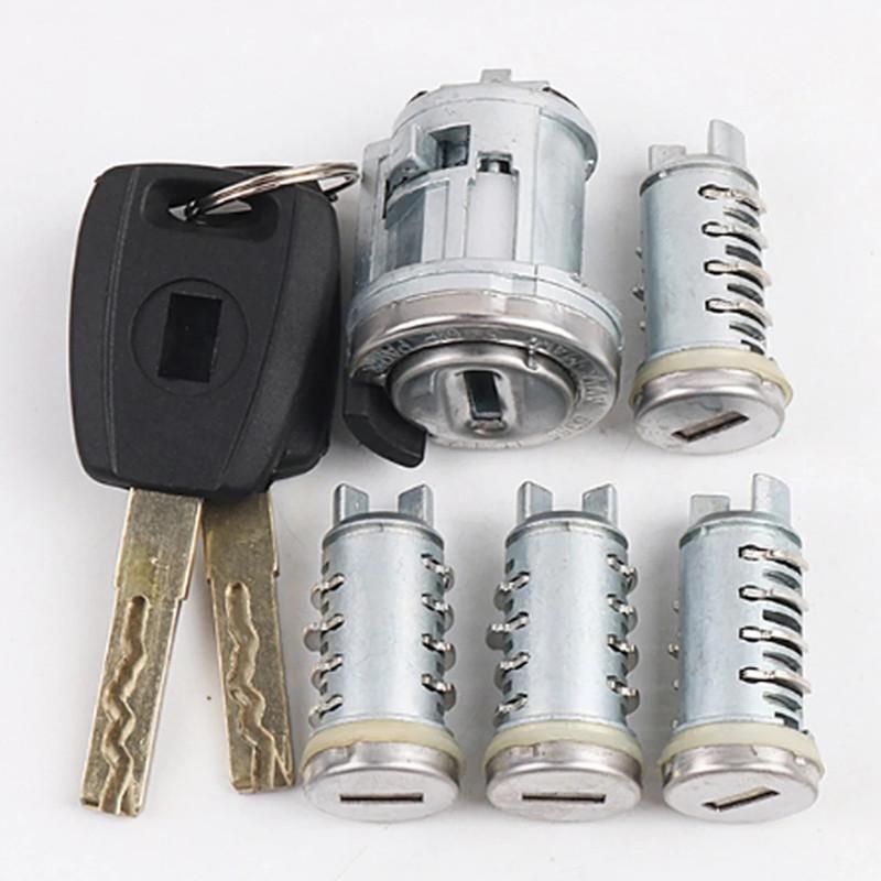 OEM Auto Full Set Door Lock Cylinder For Fiat Ducato Doblo Cargo Punto Panda SIP22 Blade Trunk Lock Ignition Lock With 2Pcs Key