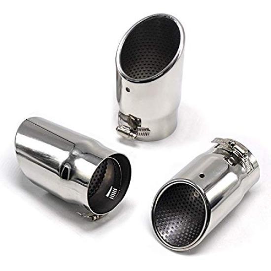 Wellvie Mazda CX5 Muffler KE Stainless Car Set of Single Slash Custom Exhaust System CX-5 Cutter, Series/KF Series, Steel, Parts, 2, Silver, Type,