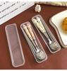 Cutlery Fork Stainless Tableware Chopsticks Rabbit Portable Supplies Dinnerware Spoon Cartoon Lunch Kitchen Steel Travel Sets