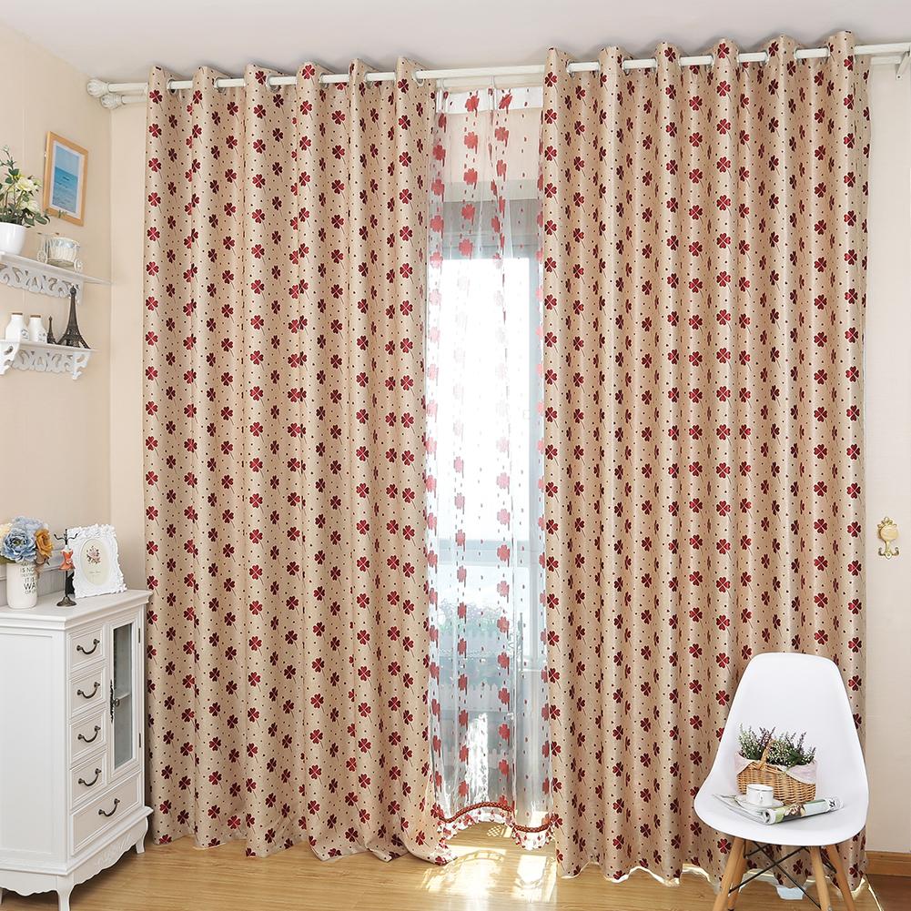 

1 шт., красная занавеска с четырьмя листами клевера и любовью, плотные шторы с высокой степенью затенения для спальни, гостиной, балкона, NAPEARL