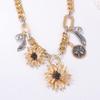 Summer Sunflowers Necklace - Layered Floral Necklace | Boho Style | Two-Tone Plating