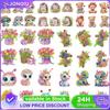 6Pcs Acrylic Cute Pattern Diamond Art Refrigerator Magnets Sticker 5D DIY Diamond Art Magnets Crafts for Home Decor