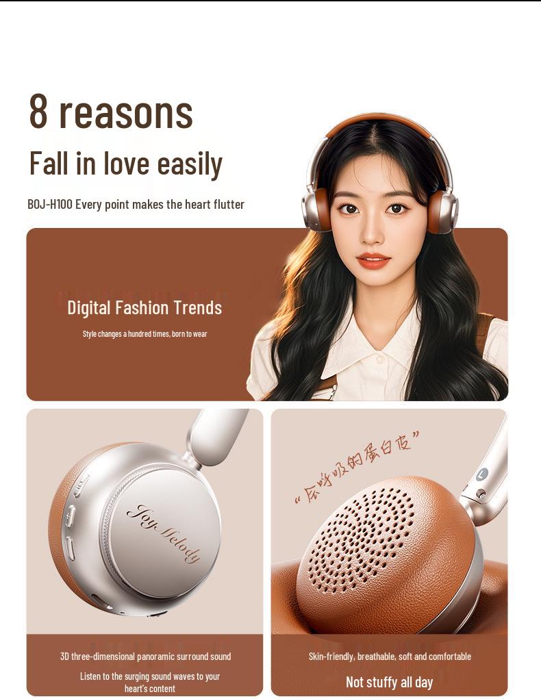 Retro Style Bluetooth Noise-Cancelling Headphones with Long Battery Life
