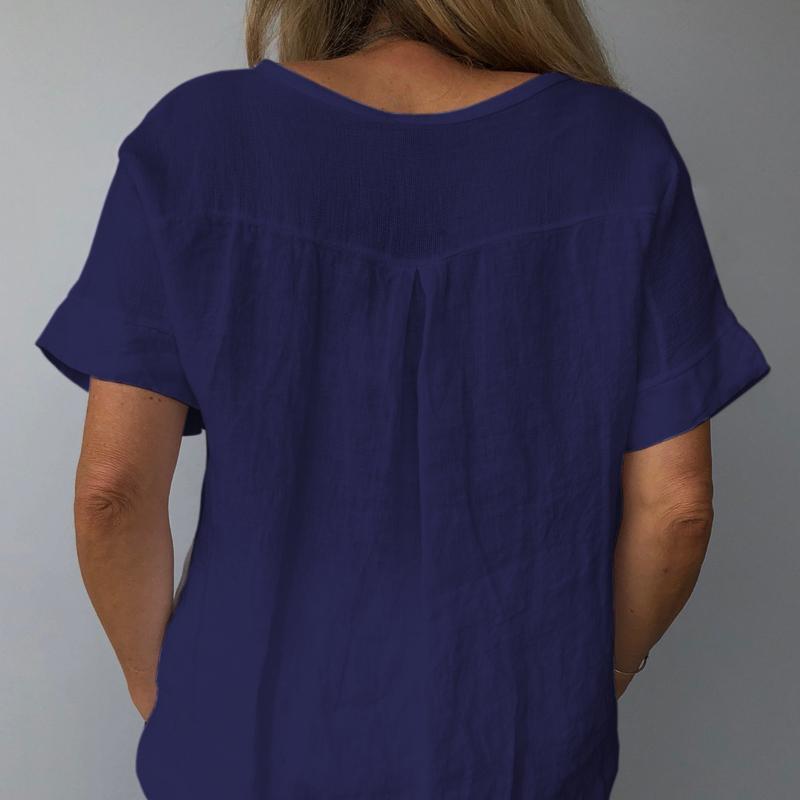 Camicette e camicie con scollo a O, maniche corte, casual, alla moda, estive, da donna
