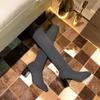 Fashion Square Toe Elastic Elegant Heeled Knitted Sock Above Over The Knee Shoes Woman Cosplay Trend 2025 Y2k Thigh High Boots for Women