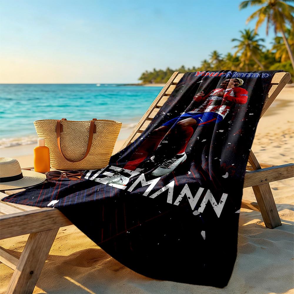 Atletico Madrid Customize Your Name Beach Towel Soft Durable Quick-Dry Suitable for Swimming Gym Camping Yoga Vacation