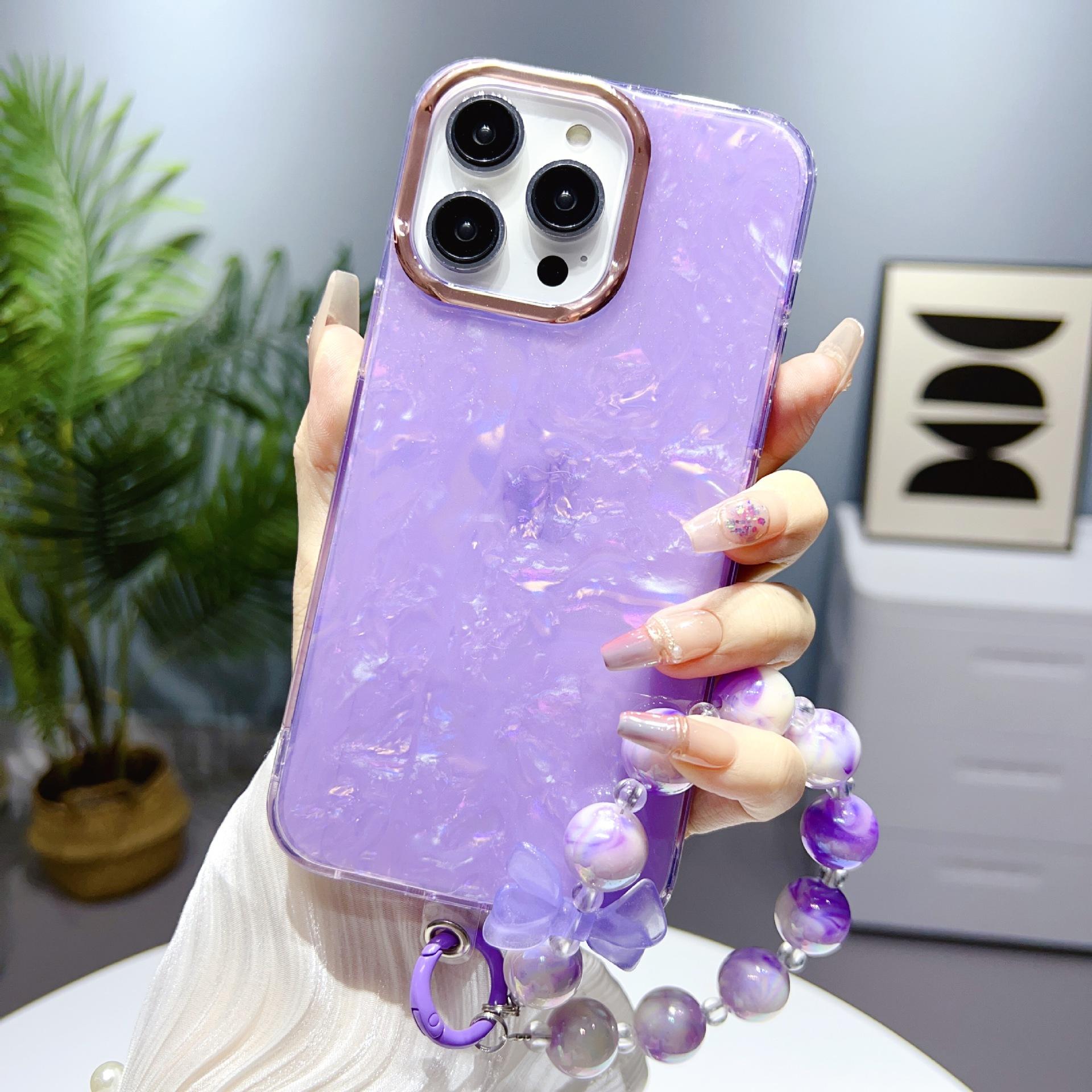 

For Apple, for IPhone 16 Phone Case, for IPhone 15 Promax Electroplated Glitter Shell Pattern, 14 Strap Bracelet For iPhone11Promax