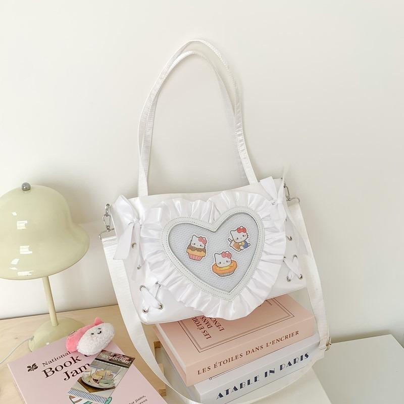 New Sweet and Cool Two-dimensional Transparent Shoulder Bag Love Lace Large-capacity Handbag