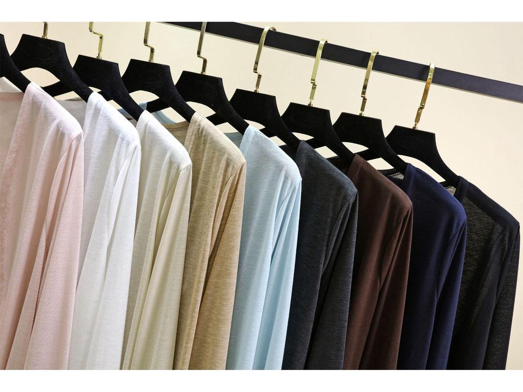 Dámský lehký kardiganový šál s dlouhým rukávem na jaro/léto 2025 - Slim pletená klimatizační bunda