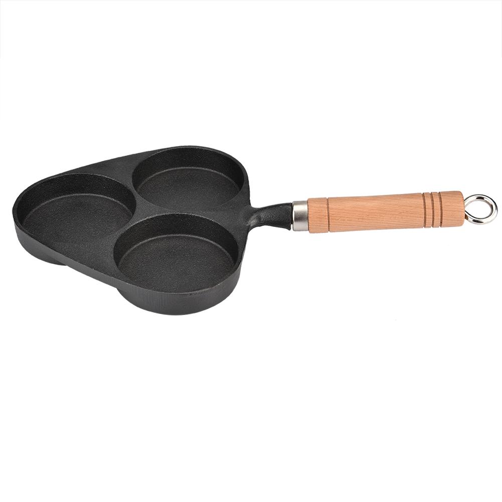 3 Mold Cast Iron Omelette Egg Burger Fried Egg Pot Pancake Pan