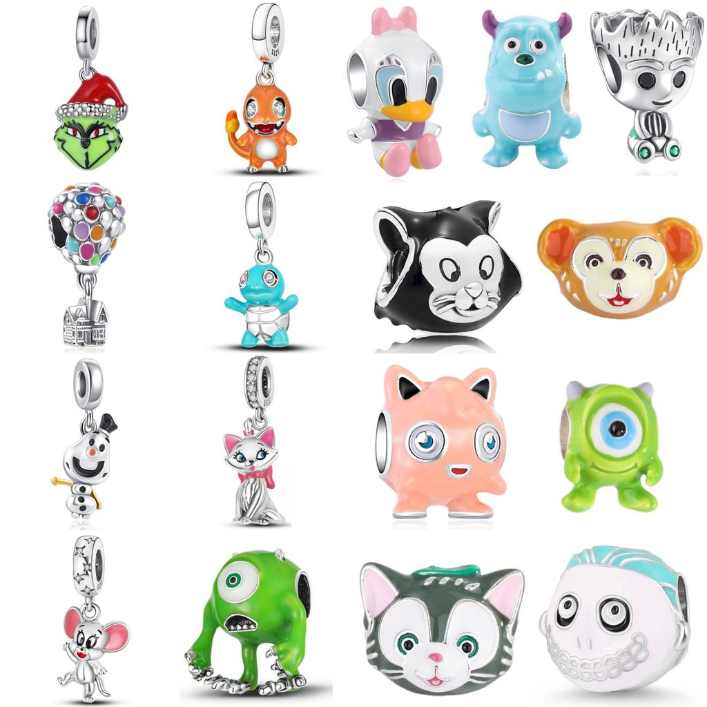 Miniso Disney Series 925 Silver Beads Turtle Olaf Mike Charm Fit Original Bracelet Women DIY Pendant Trinkets Jewelry