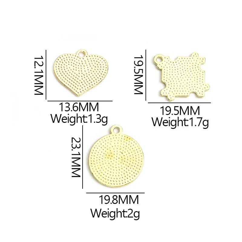 Enamel Charms Heart Shaped Round Irregular Puzzle Alloy Pendants for DIY Necklace Bracelet Earrings Keychain