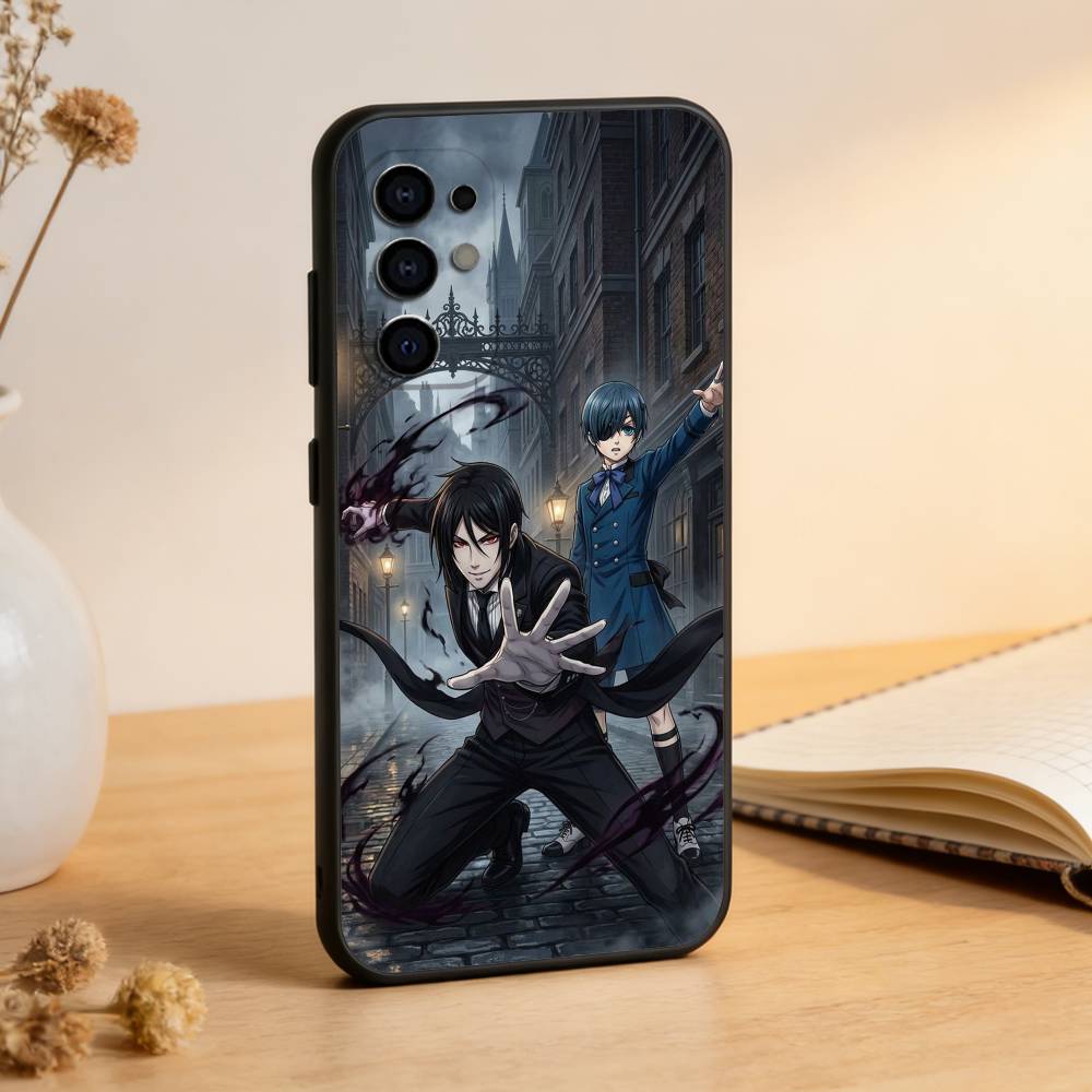 Black Butler Ciel and Sebastian Phone Case Black Silicone Soft For Samsung S25,S24,S21,S22,S23,S30,Ultra,S20,Plus,Fe,Lite