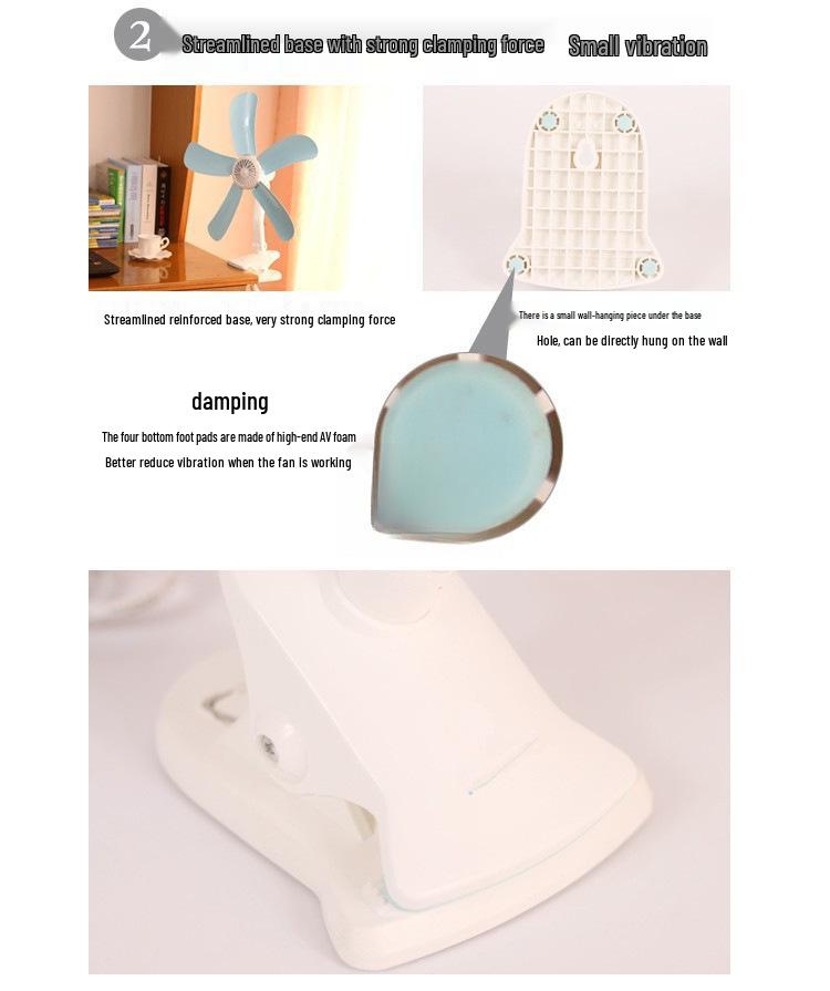 Compact Silent High-Power Mini Fan, Clip-On Bedside Fan for Dorms