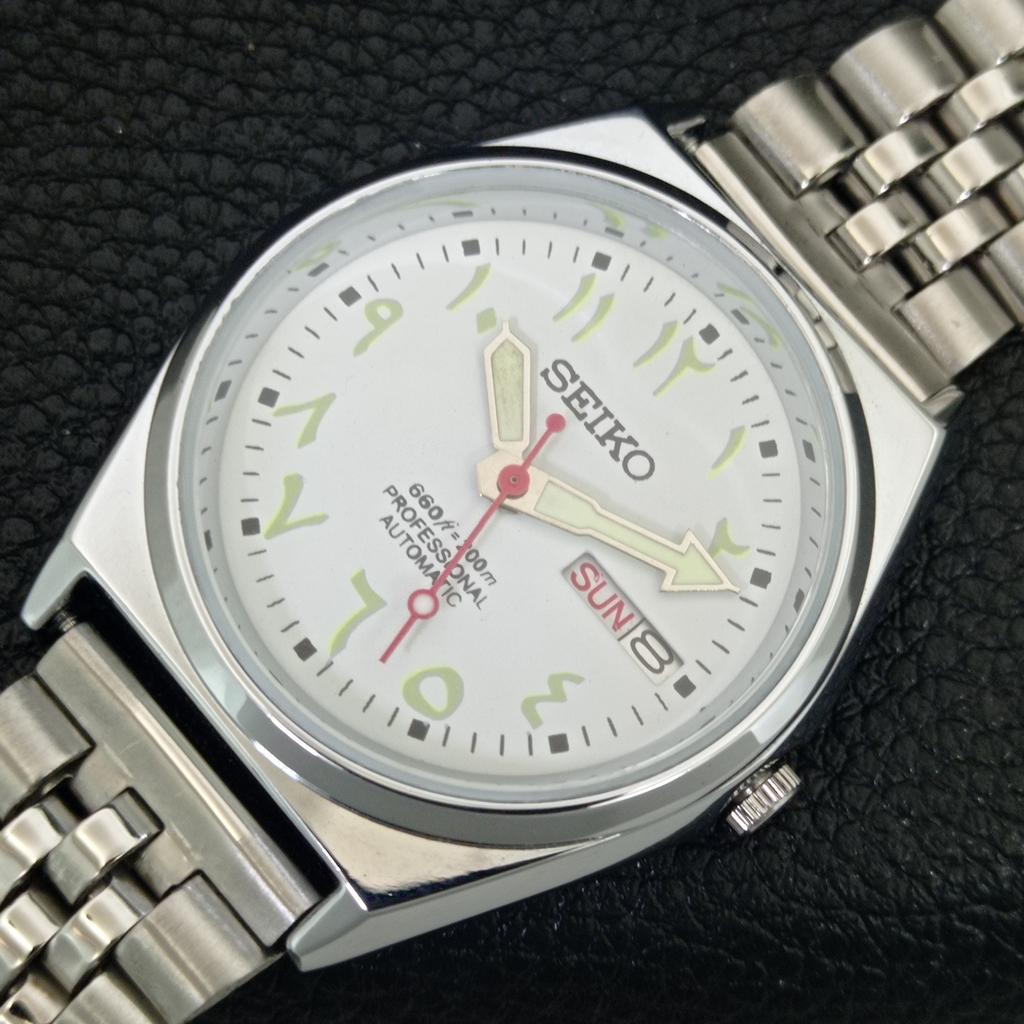 VINTAGE SEIKO AUTOMATIC 6309A REFURBISHED JAPAN MENS WHITE DIAL WATCH a442673-1
