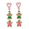 Trendy European & American Christmas Gingerbread Heart Tassel Stud Earrings for Women