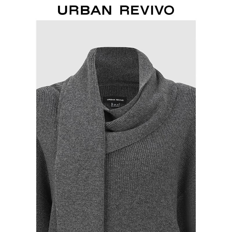 UR 2025 Winter Minimalist Scarf Collar Knit Sweater