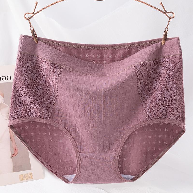 Plus Size Female Summer Cotton Middle and High Waist-middle  Aged Mother Underwear
