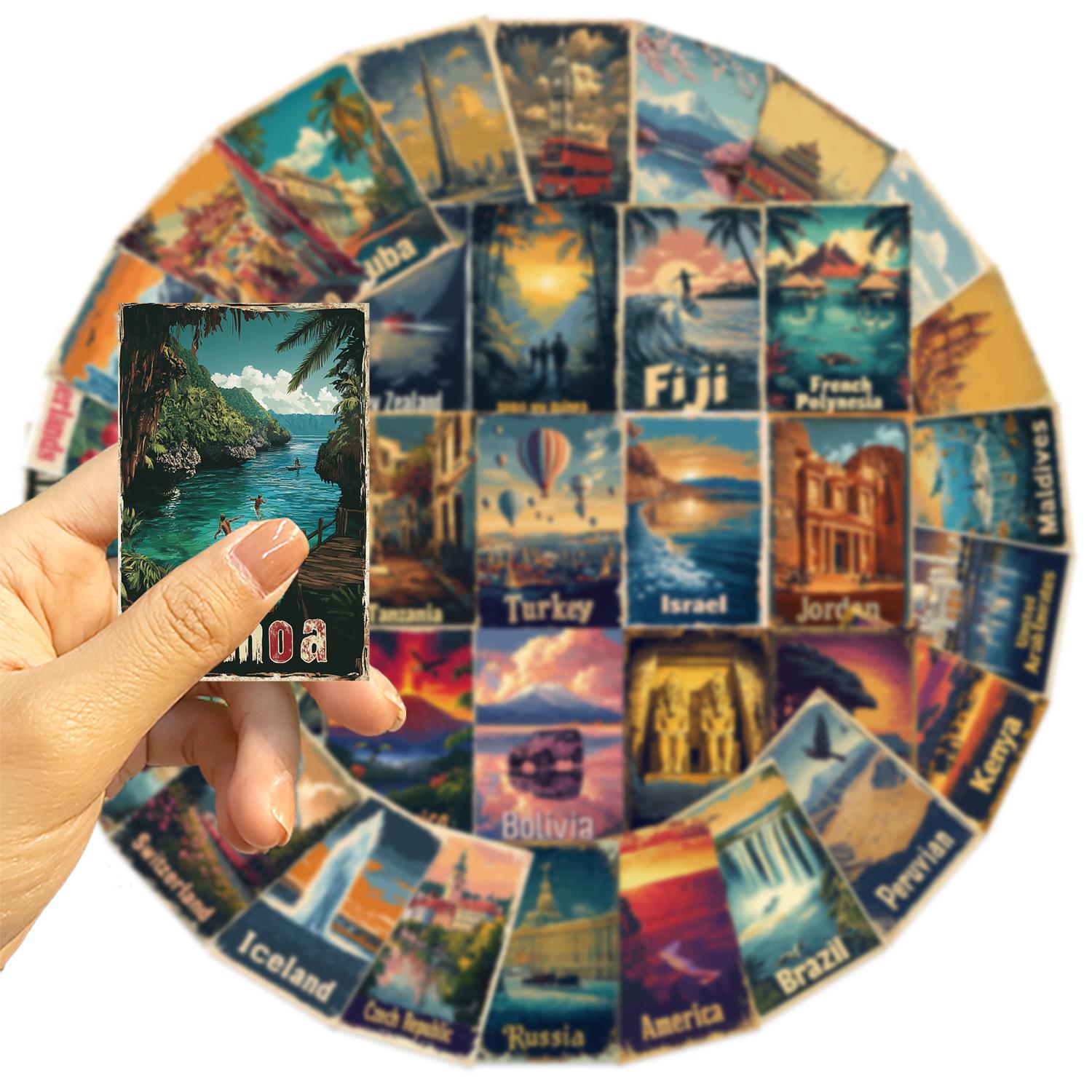 

50 Мультяшный Ретро Постер для Путешествий Граффити Наклейка Украшение Ipad Чемодан Ноутбук Сделай Сам Водонепроницаемый