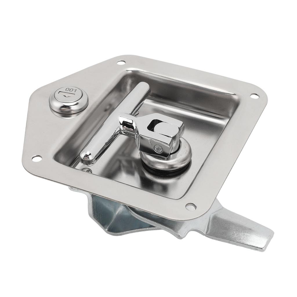 T Handle Tool Box Latch 4.9 X 4.7in Highly Polished Stainless Steel RV Toolbox Handle Lock with Keys Gasket for Caravan