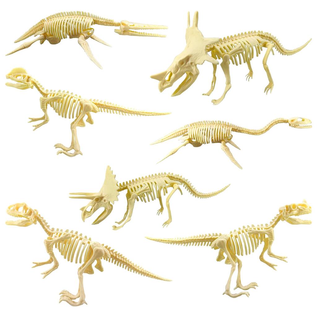 7 Pieces Plastic Dinosaur Skeleton Toys Figures Carfts Collection Educational Gift
