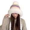 Striped Knitted Hat Women's Winter Velvet Thickened Wool Hat Warm Ear Protection Cold Hat Outdoor Riding Cold Hat