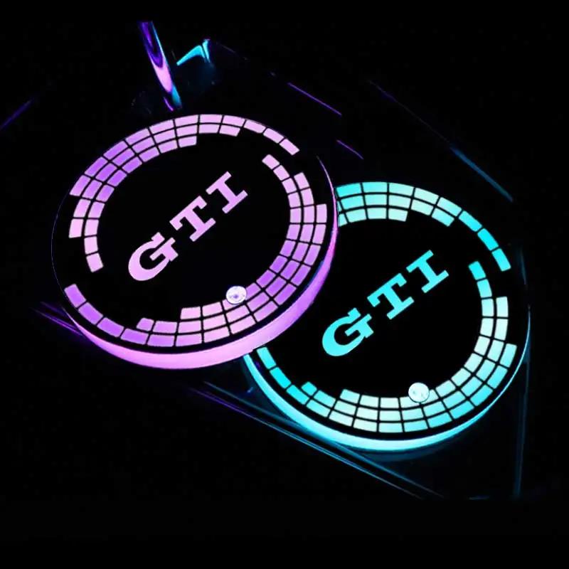 2026 Hot VOLKSWAGEN Car LED Luminous Water Cup Holder Mat For Volkswagen VW GTI Rline Golf Passat Jetta Touareg Tiguan Polo CC V