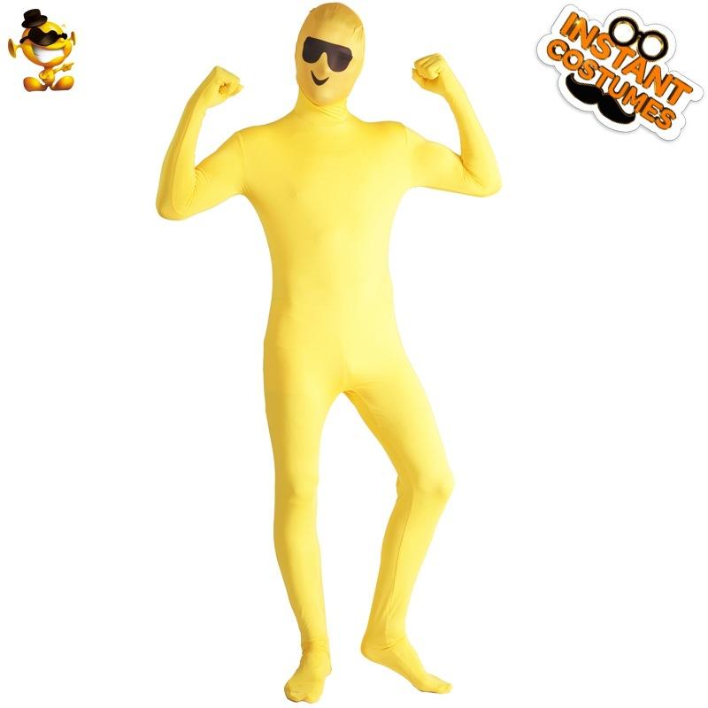 

Adult Halloween funny yellow emoji invisible onesie costume, funny men s and women s party costumes One size fits all